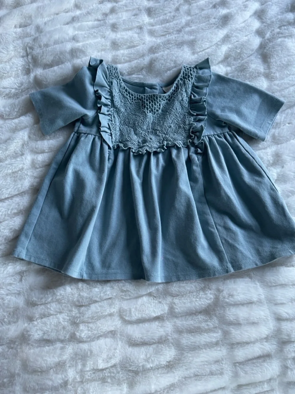 Rachel Zoe Baby Girl Blue Lace Ruffle Dress | Boho Chic | 4t